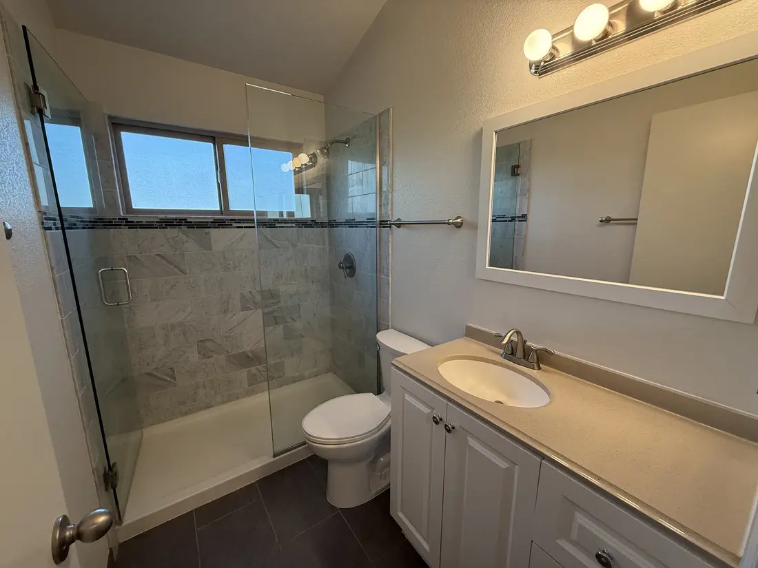 Tiled walk-in shower