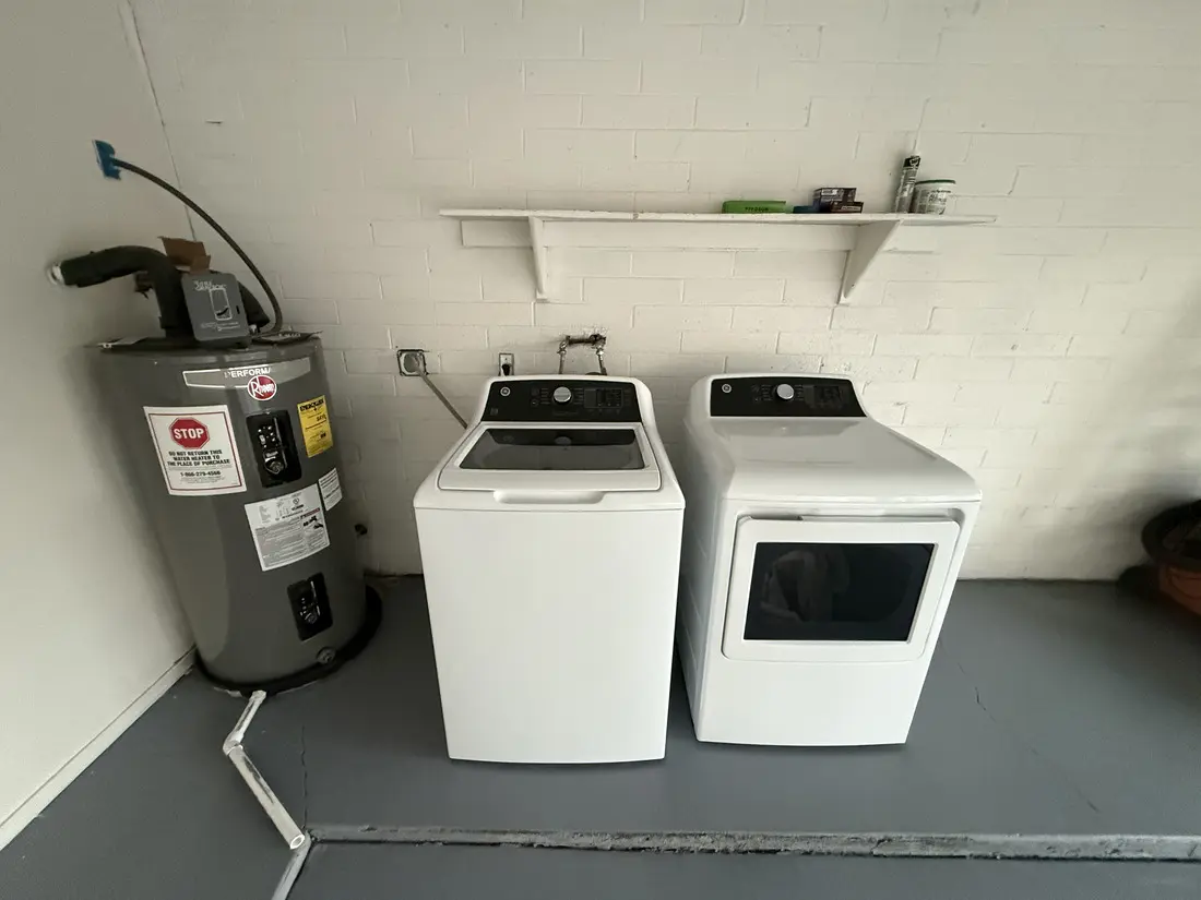 Garage laundry, washer and dryer